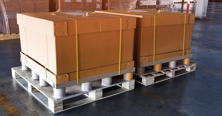 Shipment cartons box on pallets and wooden case