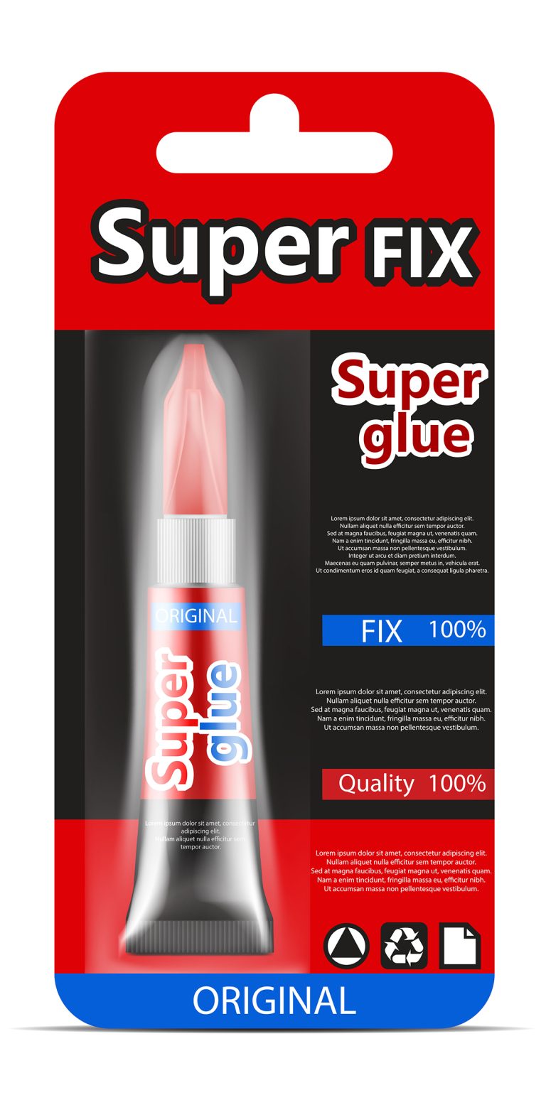 Super fix glue tube in blister pack