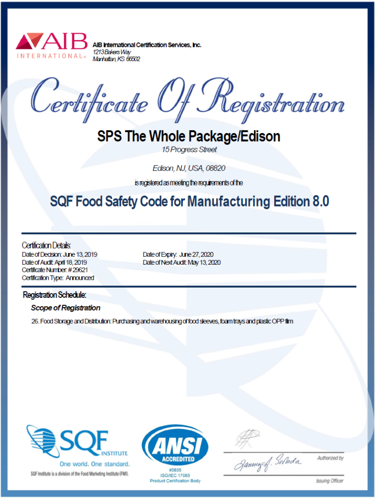 AIB Certification of Registration